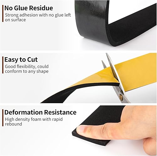 Miniatura 6 de Cinta de espuma resistente a la intemperie, sellado de goma de espuma de neopreno para aislamiento de marcos de puerta, resistente al sonido