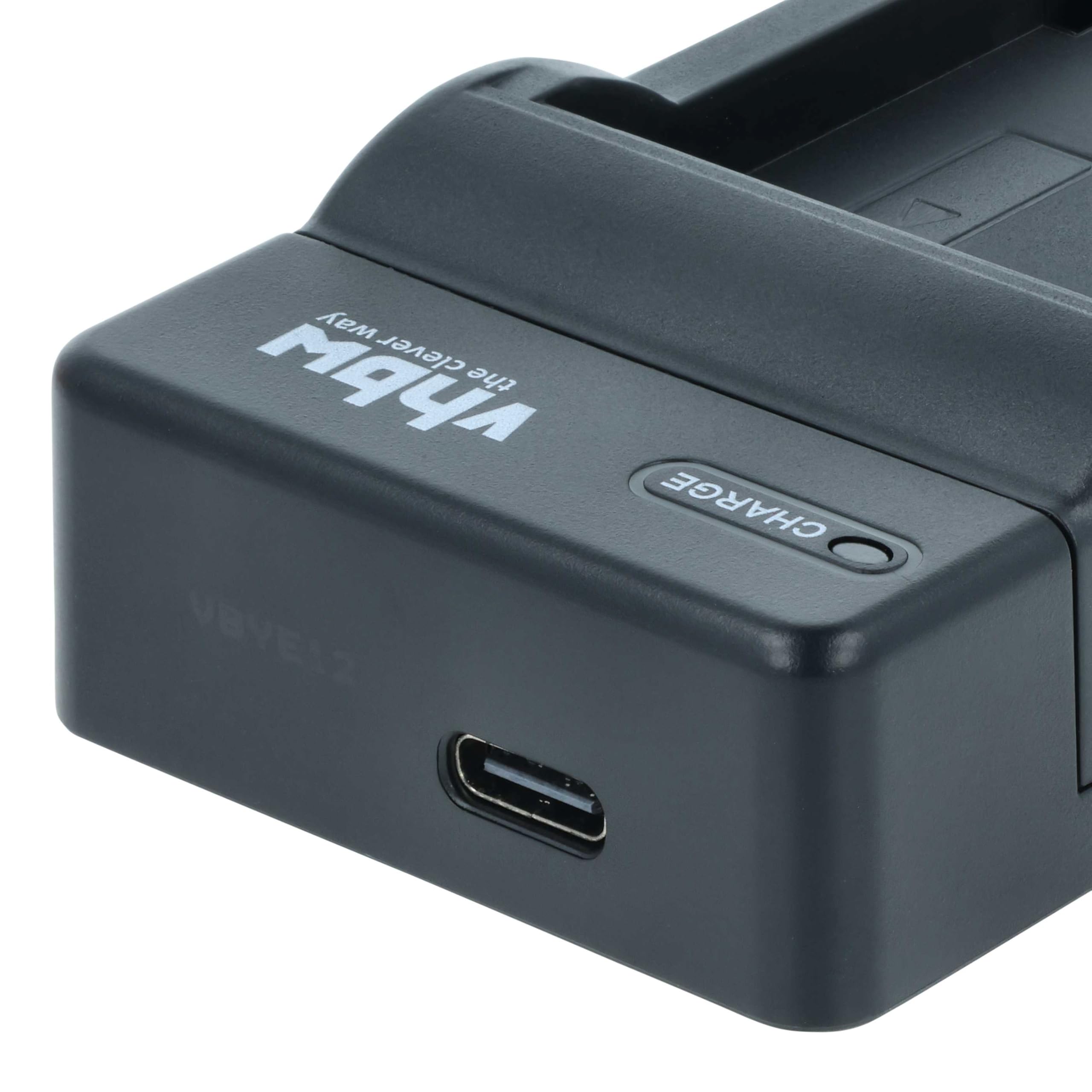 vhbw caricatore USB-C compatibile con Panasonic CGA-S006, CGA-S006E, CGR-S002, CGR-S002A camera + cavo USB-C + LED