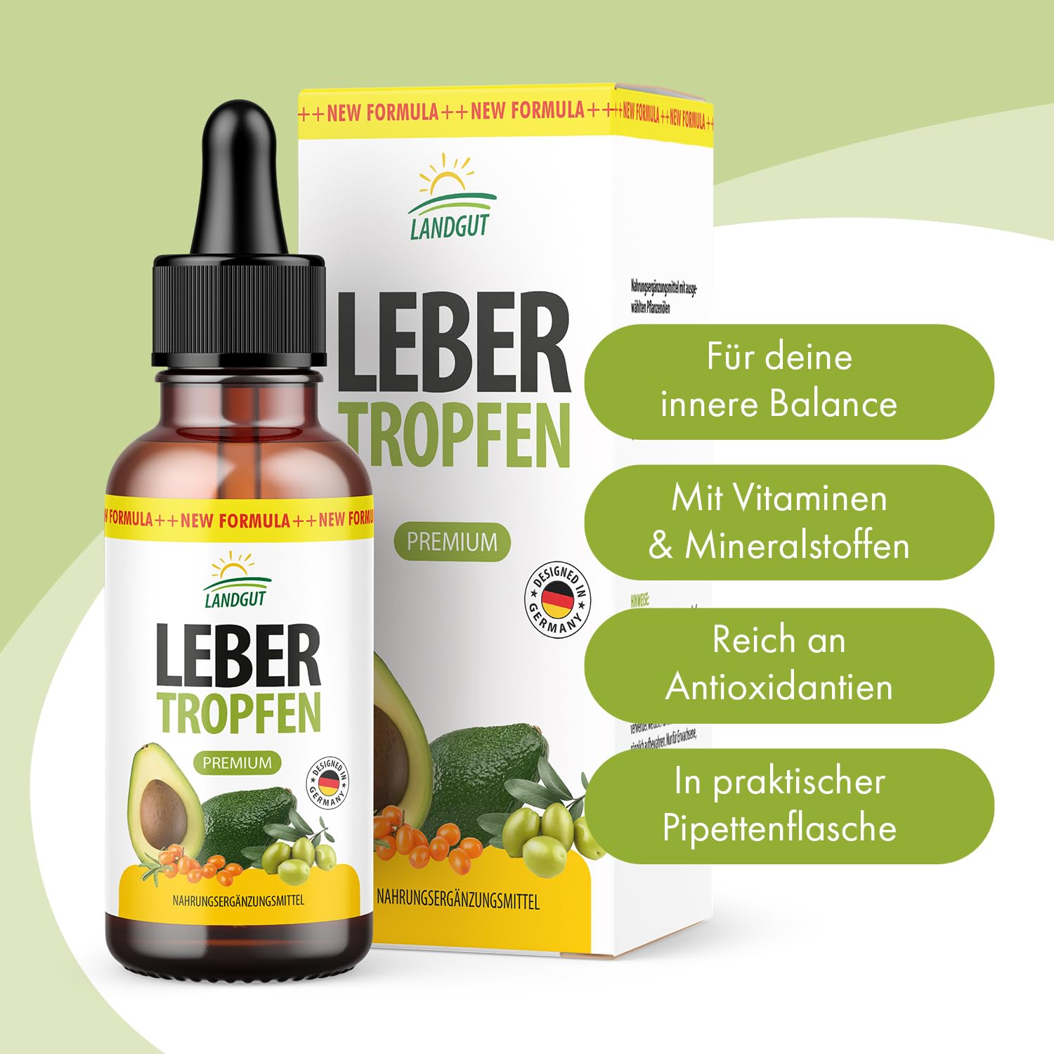 Landgut Leber Tropfen | aus reinen Pflanzenölen | für Frauen & Männer geeignet | 30 ml Inhalt pro Flasche 1x