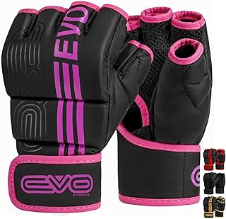 EVO Fitness Gants MMA Mitaines d'arts Gants de Boxe Homme Femme Grappling Gant MMA Sparring Muay Thai Cage Combat Boxe Boxing Gloves Gant de MMA Protection Taekwondo Gants Karate mitaine Boxe