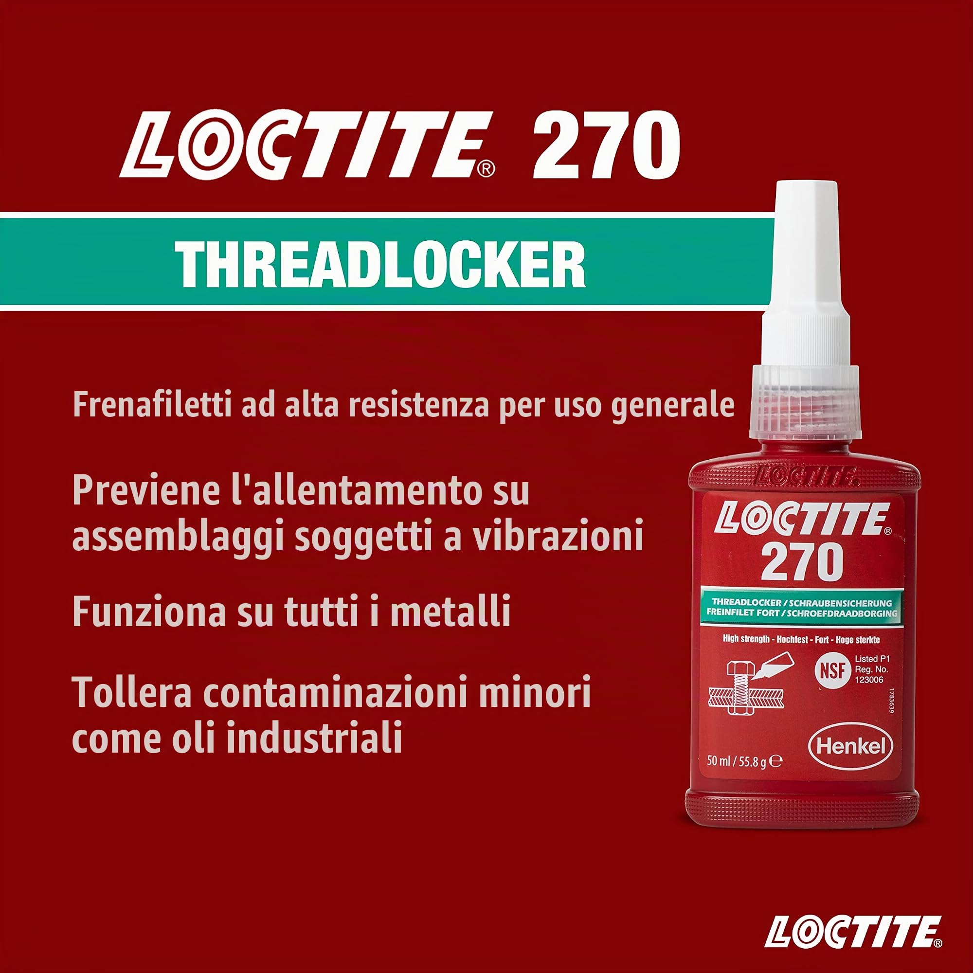 Loctite 270 - Flacone frenafiletti per fissaggio viti.