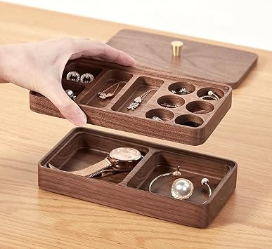 Jewelry Box Small Jewelry Box Necklace Ring Storage Wooden Jewelry Organizer Case Double Layer Travel Jewelry Organizer Box for Women Jewelry Organizer for Women small gift Stabilize