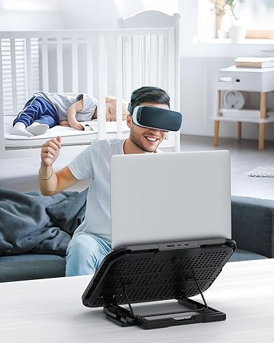 Miniatura 8 de Almohadilla de enfriamiento para laptop, enfriador de laptop con 3 ventiladores para portátiles de 12 a 17 pulgadas, soporte de refrigeración para