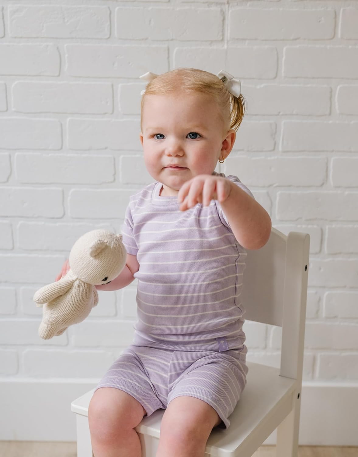 moimoln Stripe Pajamas Set 12M-8Y Ribbed Unisex Baby & Toddler, Soft Viscose, Snug-Fit, Everyday Sleepwear - Image 3