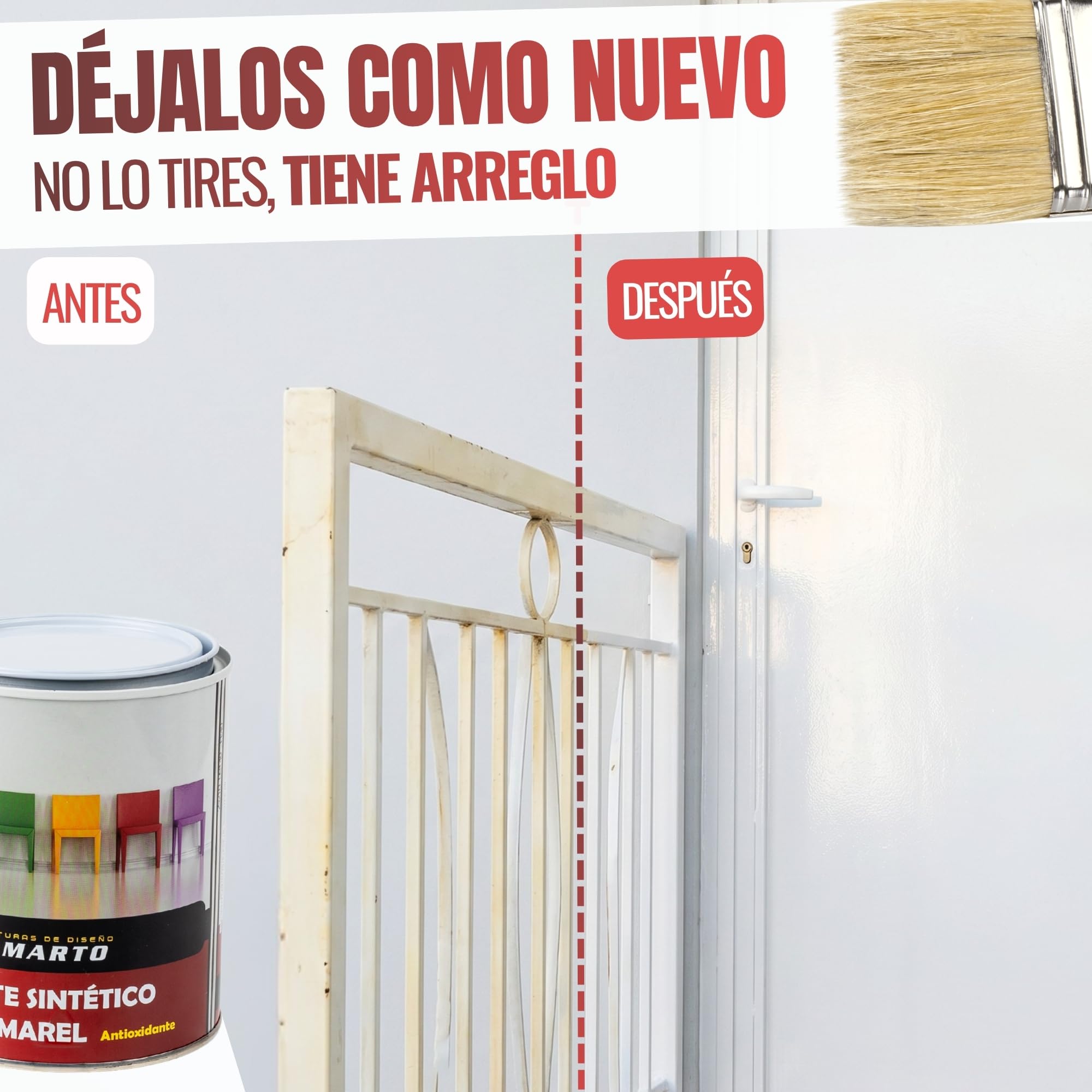 [375ML Blanco] Esmalte Antioxidante Brillante Secado Rápido, Esmalte directo sobre óxido Interior Exterior Protege Hierro Madera Metal de Alta Adherencia Fácil Aplicación