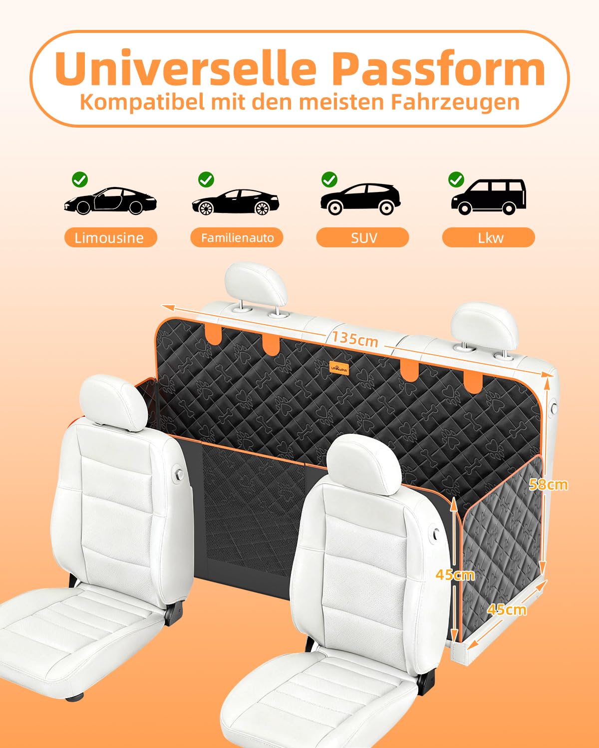Hundedecke Auto Rückbank 100% Wasserdicht Kratzfeste Autoschondecke Hund Rücksitz mit Seitenschutz und Sichtfenster Hundematte Auto Rückbank Universal für PKWs LKWs und SUV mit Sicherheitsgurt
