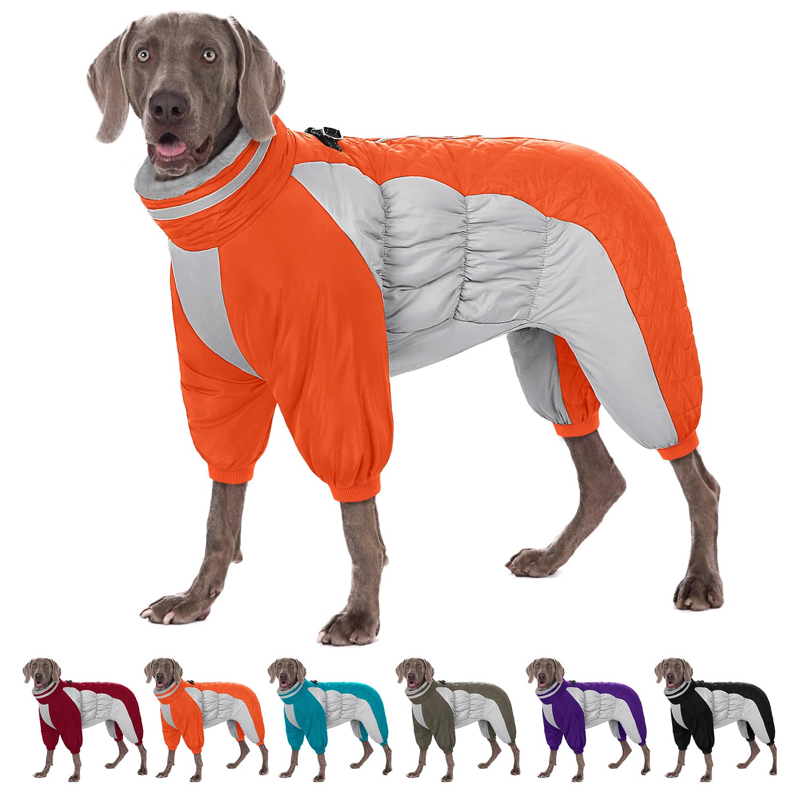 AOFITEE Large Dog Coat Warm Dog Jacket for Winter, Dogs Winter Coat with Harness Built in, Reflective Turtleneck Dogs Puffer Jacket Snowsuit, Full Body Fleece Coats for Small Medium Large Pet, XXXL