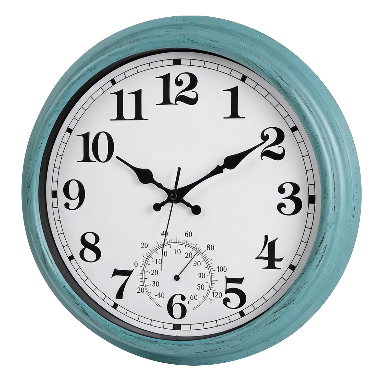 40,6 cm große Outdoor-Uhr, Retro, wasserdicht, nicht tickend, Grün