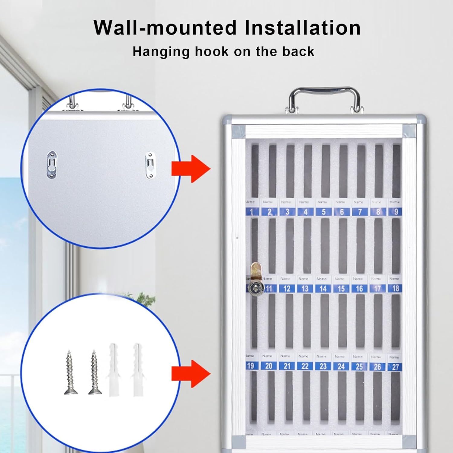 Aluminum Alloy Phone Storage Cabinet Wall Mounted Lockable Locker Box for 12/24/36/48/60 Cell Phones Key Lock Holder for Home Office Classroom,21X28Cm/8X11In