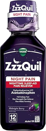 Vicks ZzzQuil - Alivio del dolor nocturno para aliviar el dolor, 12 onzas líquidas, alivio del dolor de máxima fuerza, sin formación de hábitos
