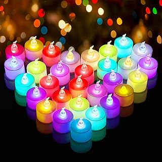 Pack of 50 Color Changing LED Tea Lights - Flameless, Battery Operated, ...