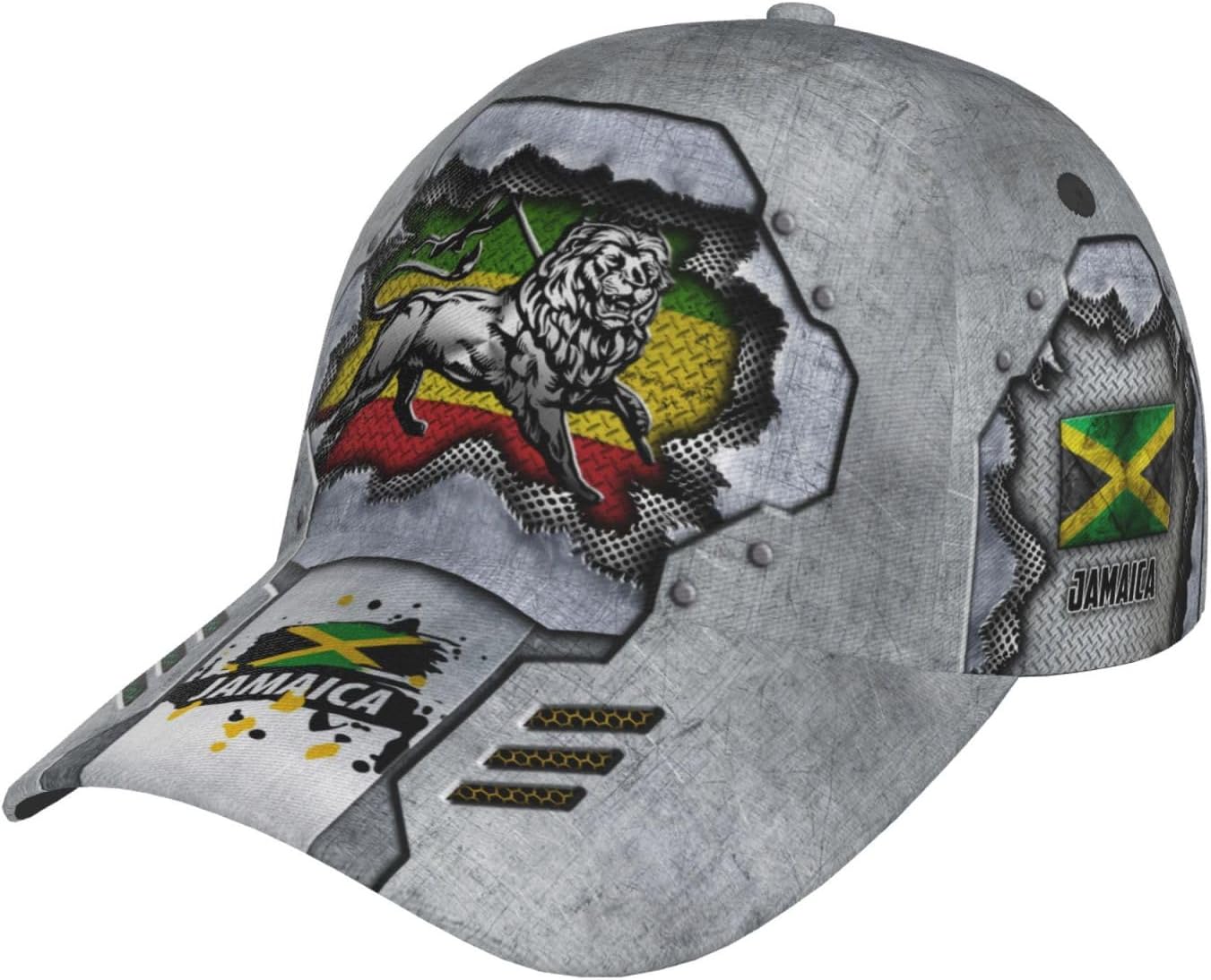 Jamaica Flag Baseball Cap Unisex Novelty Lions Printed Hat Map Badge Baseball Hats Dad Cap Jamaica Hat for Men and Women