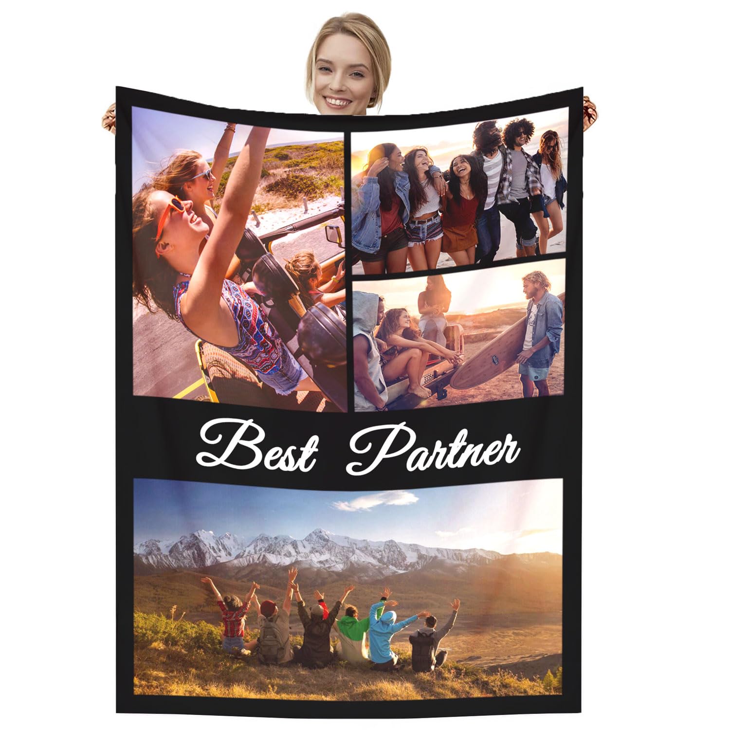 Dmkjdzsw personalised blanket，custom blanket， Soft Cosy Custom Blanket for Adults Kids，Personalised Gifts for Mum, Dad, Boyfriend-D-80 * 120CM