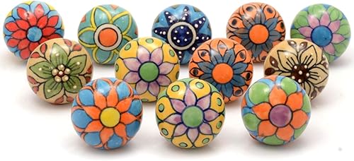 Eleet - Juego de perillas de cerámica de estilo vintage para armarios y cajones, accesorios de cromo