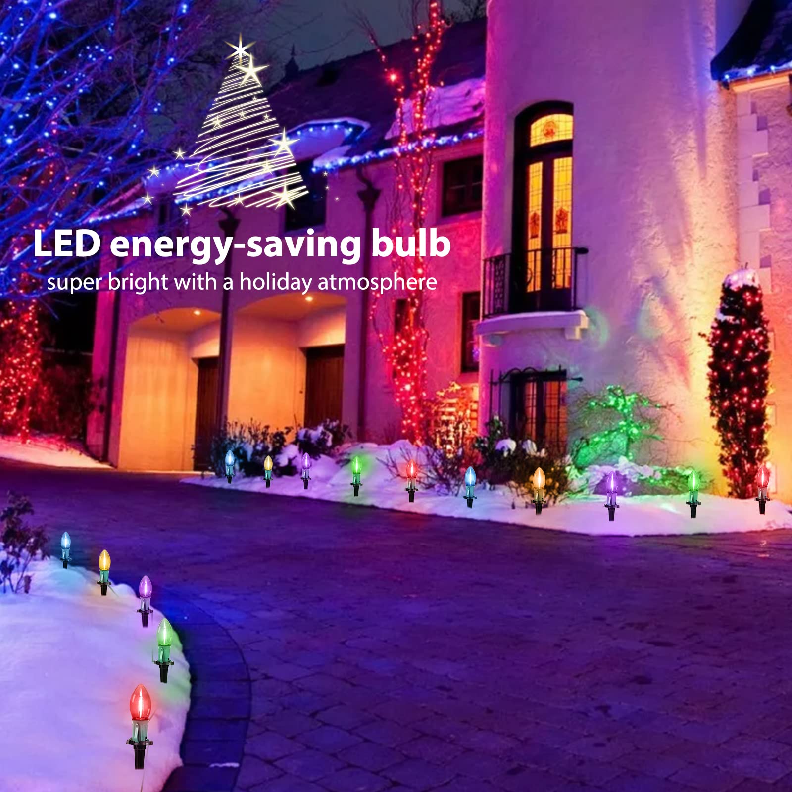 レア！ チップとデール LEDライト Happy Holidays Amazon.com: Techip 108FT 300LED Halloween Christmas String