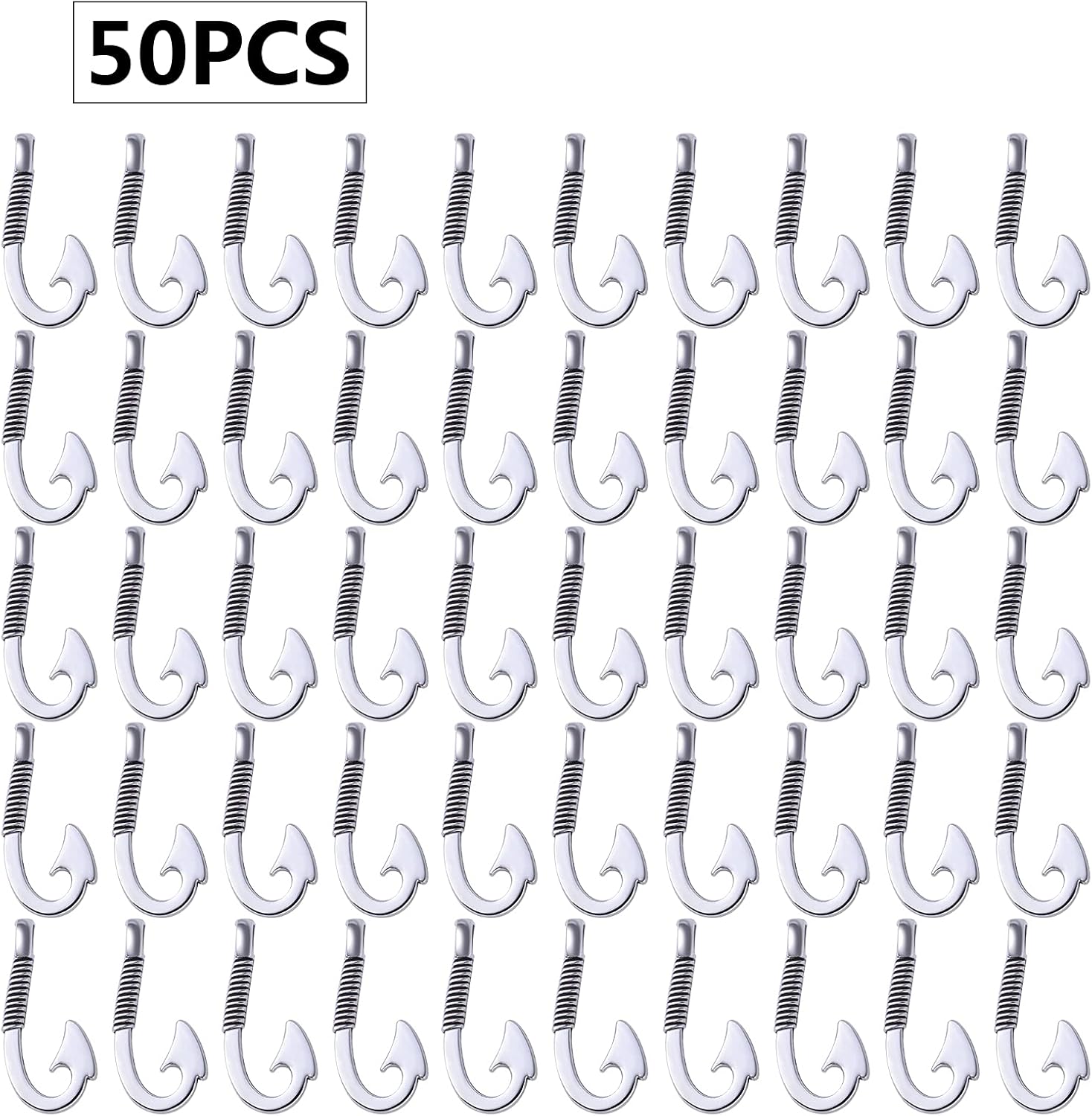 BronaGrand Fish Hooks Charms, Fishhook Pendants Charm Fish Hook Bead Charms for DIY Bracelet Necklace Keychains Jewelry Crafts Making Supplies - Image 2