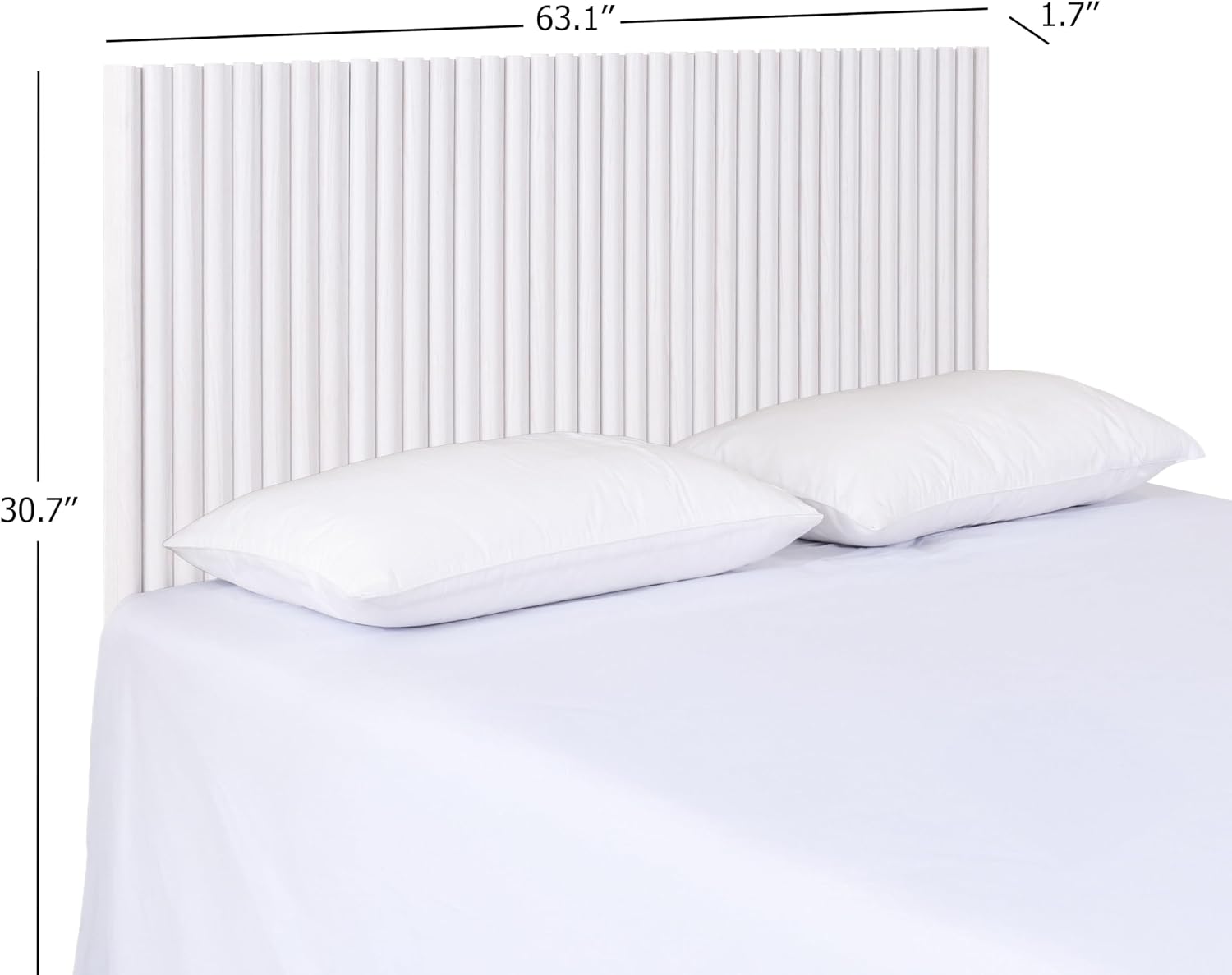 SAFAVIEH Home Collection - Telsi Bleached White Mounted Wood Headboard, King Size, Modern Vertical Slat Design, Easy Wall-Mount Bedroom Accent (HBD9600B-K)