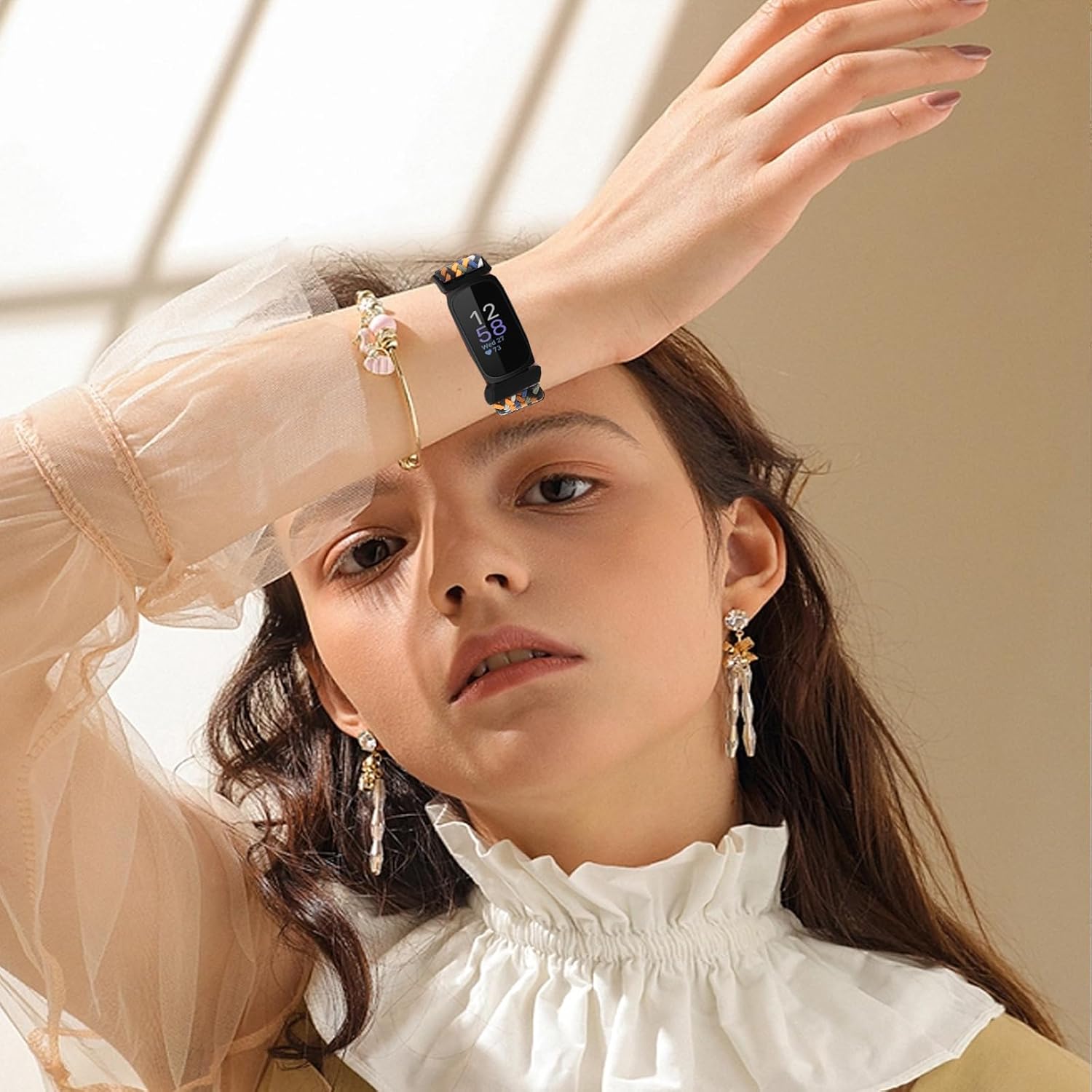 Braided Stretchy Adjustable Straps Compatible for Fitbit Inspire 3/Inspire 2/Inspire HR/Inspire/Ace 3/Ace 2 for Women Men,Sport Elastic Nylon Cloth Wristbands for Fitbit Inspire 3/2 - Image 6