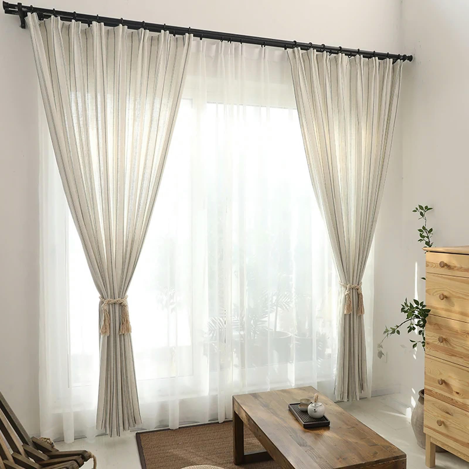 Topfinel Tende Voile Trasparente Lino per Camera da Letto Interni