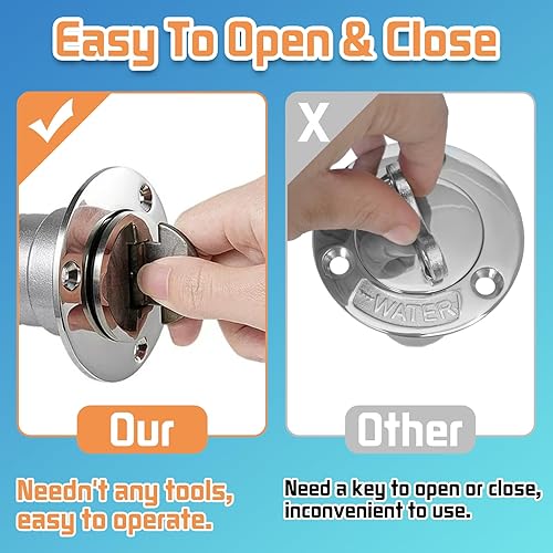 Miniatura 3 de Llenadorelleno de cubierta de combustible para lancha de 2 pulgadas (1.969 in) con tapa sin llave, relleno de cubierta de acero inoxidable de 2