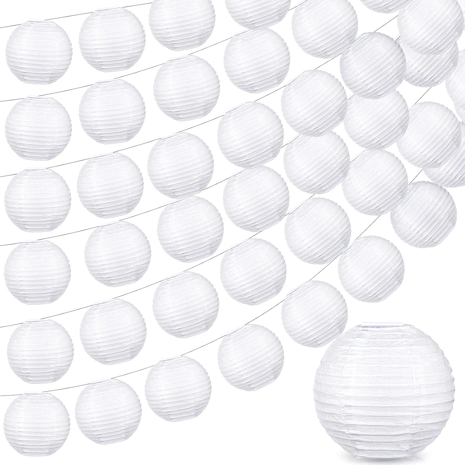 40 Pcs 3 Inch White Chinese Paper Lanterns Wedding Party Decorative Japanese Hanging Round Paper Lanterns Lamp for Weddings,Christmas Trees, Parties Home Decor
