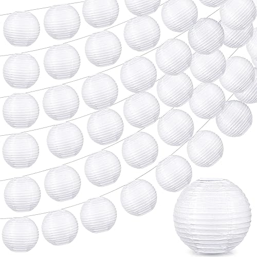40 linternas de papel chinas blancas de 3 pulgadas, para bodas, fiestas, decoración japonesa, redondas, para bodas, árboles de Navidad, fiestas,