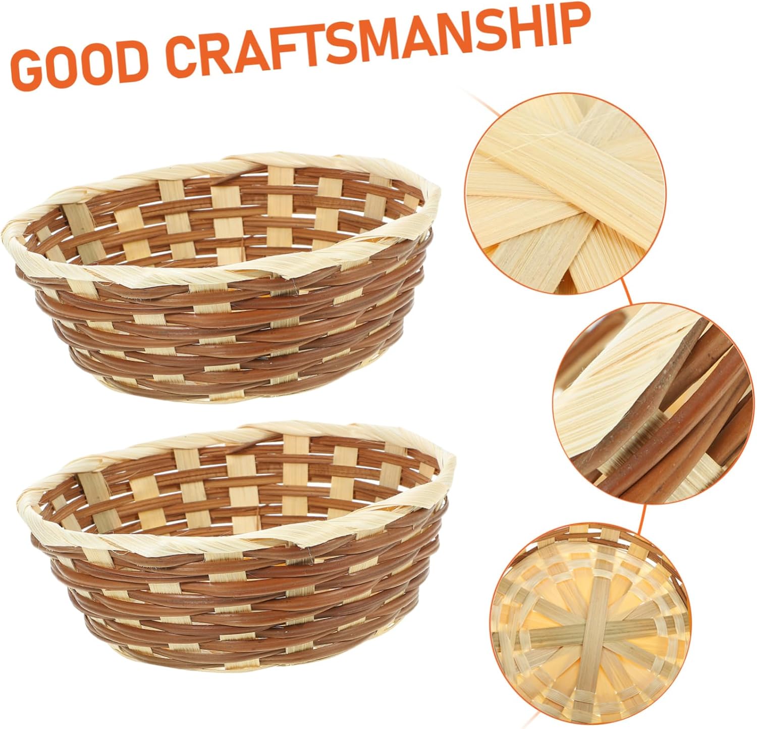 12pcs Bamboo Fruit Basket Storage Bread Proofing Home Use Woven Fruit Basket Decorative