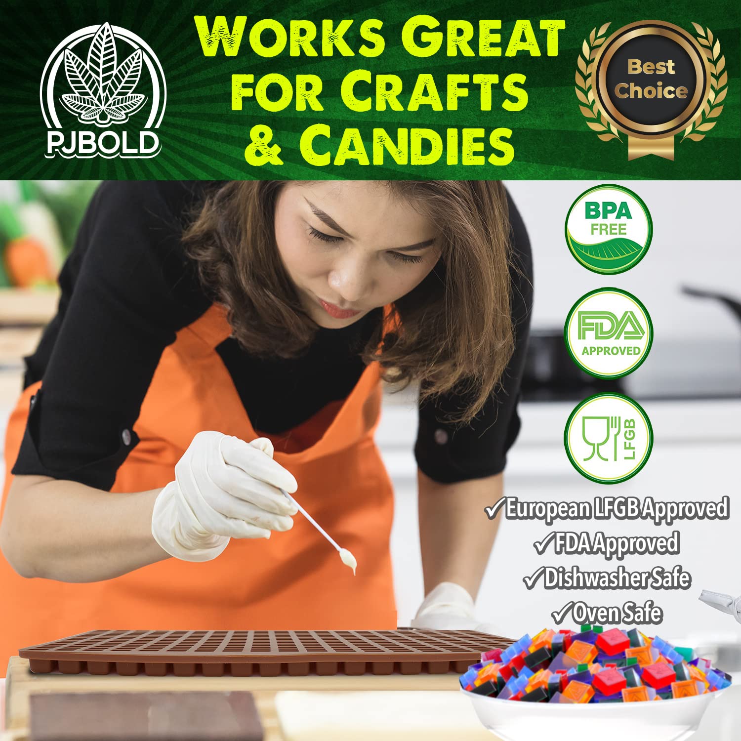 Molde cuadrado de silicona para caramelos, 266 cavidades, 2 ml