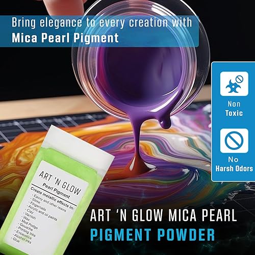 Miniatura 6 de Art 'N Glow Polvo de pigmento de perla de mica (verde manzana) - (0.88 onzas0.88 oz) - más de 10 colores disponibles