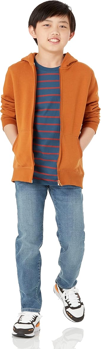Amazon Essentials Boys and Toddlers' Hooded Navy Blue Zip-Up Fleece Sweatshirt