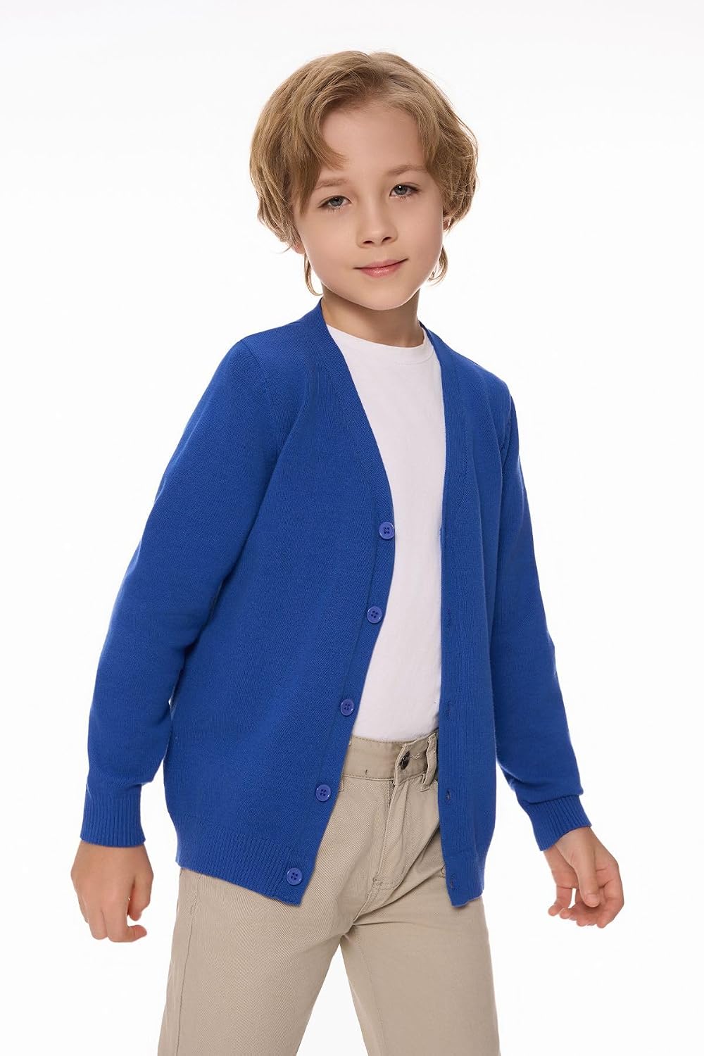 SMINLING Pinker Boys School Uniform Cardigan Sweater V-Neck Soft Cotton Clothing