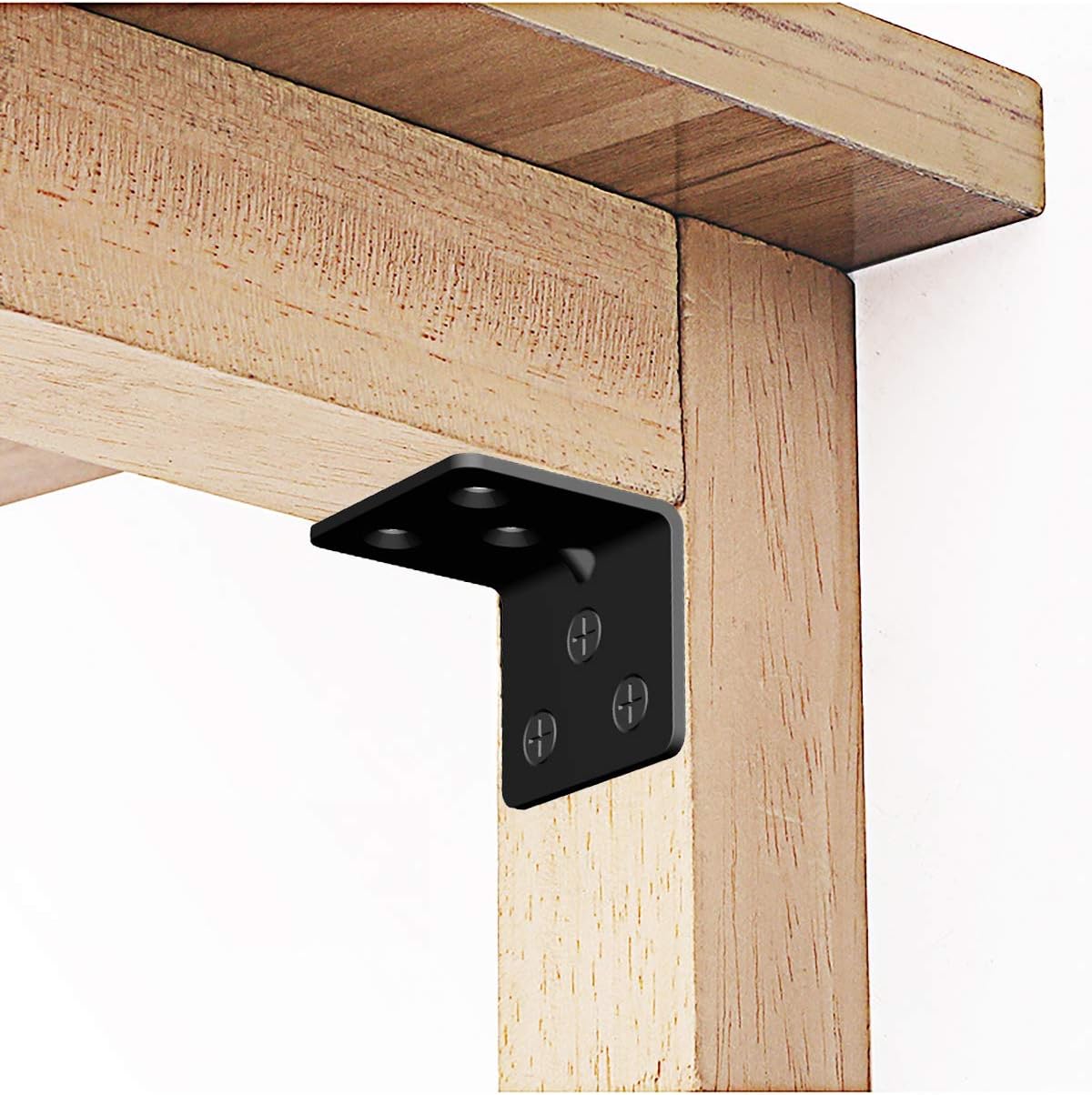 Black Stainless Steel Shelf Bracket,Joint Right Angle Bracket,L Shape Heavy Duty Metal Corner Brace Shelf Supporter for Wood Aufuga (16, 1.5x1.2x1.2)
