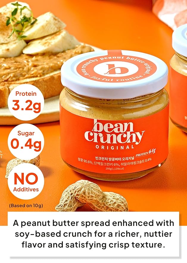 Mantequilla de Maní Crujiente Original con Proteína Korean Food Beancrunchy 200g miniatura 3