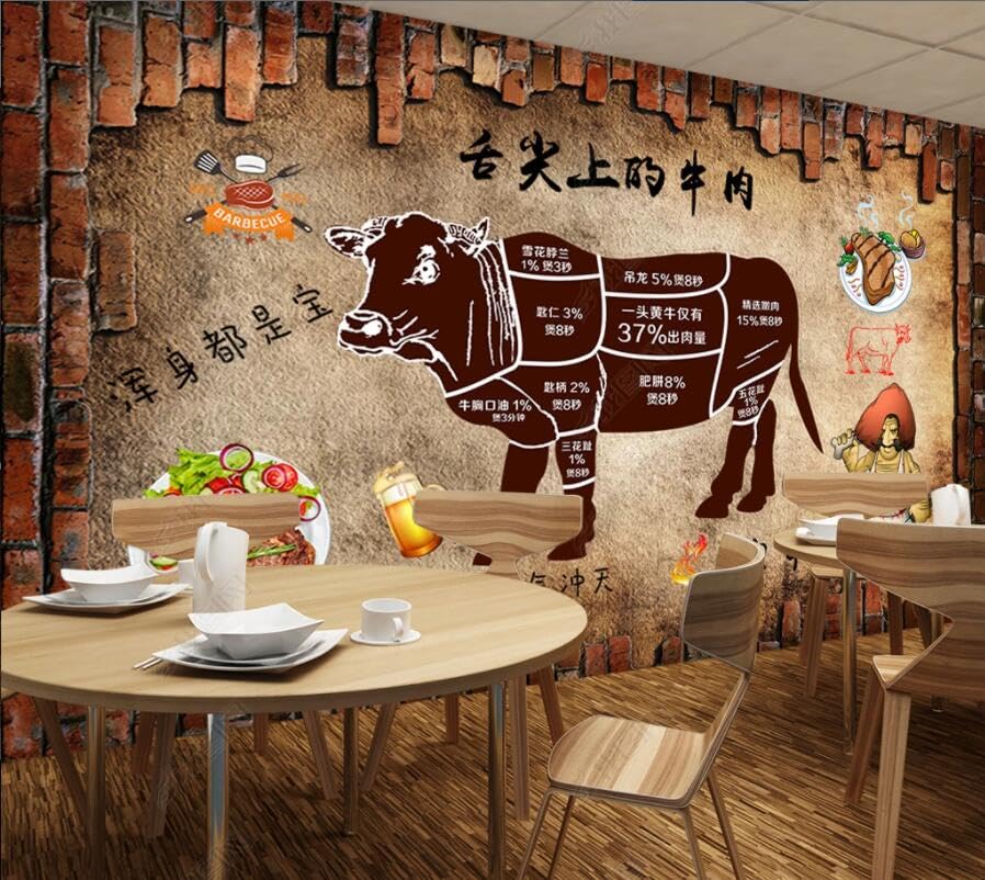 Mur de fond pour restaurant de fondue au bœuf 350x245cm
