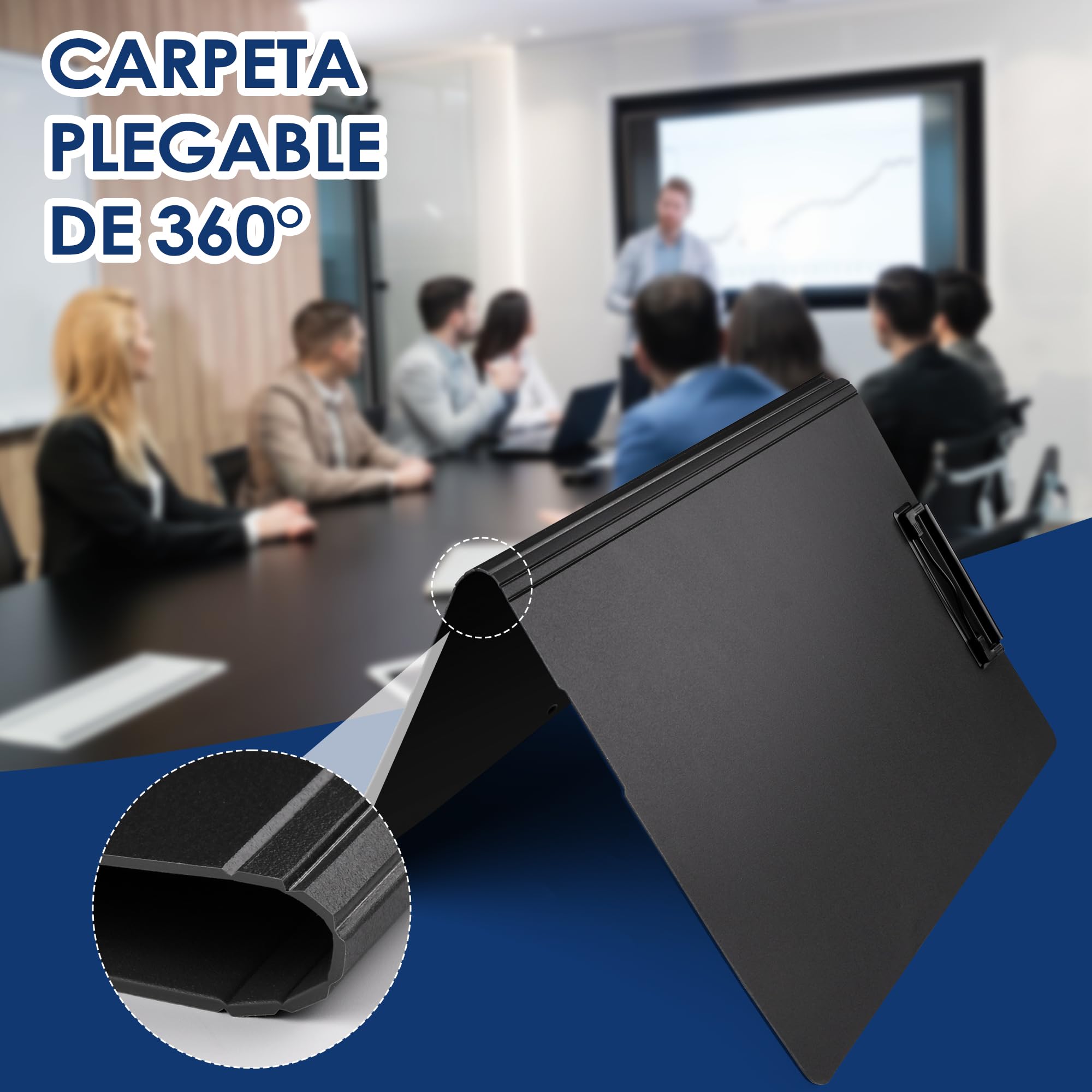 Portapapeles con Pinza A4, Carpetas Plastico Cartella Portadocumenti A4 Espandibile Soffietto Portapapeles con Tapa Plegable para Oficina Astillero Escuela Negro