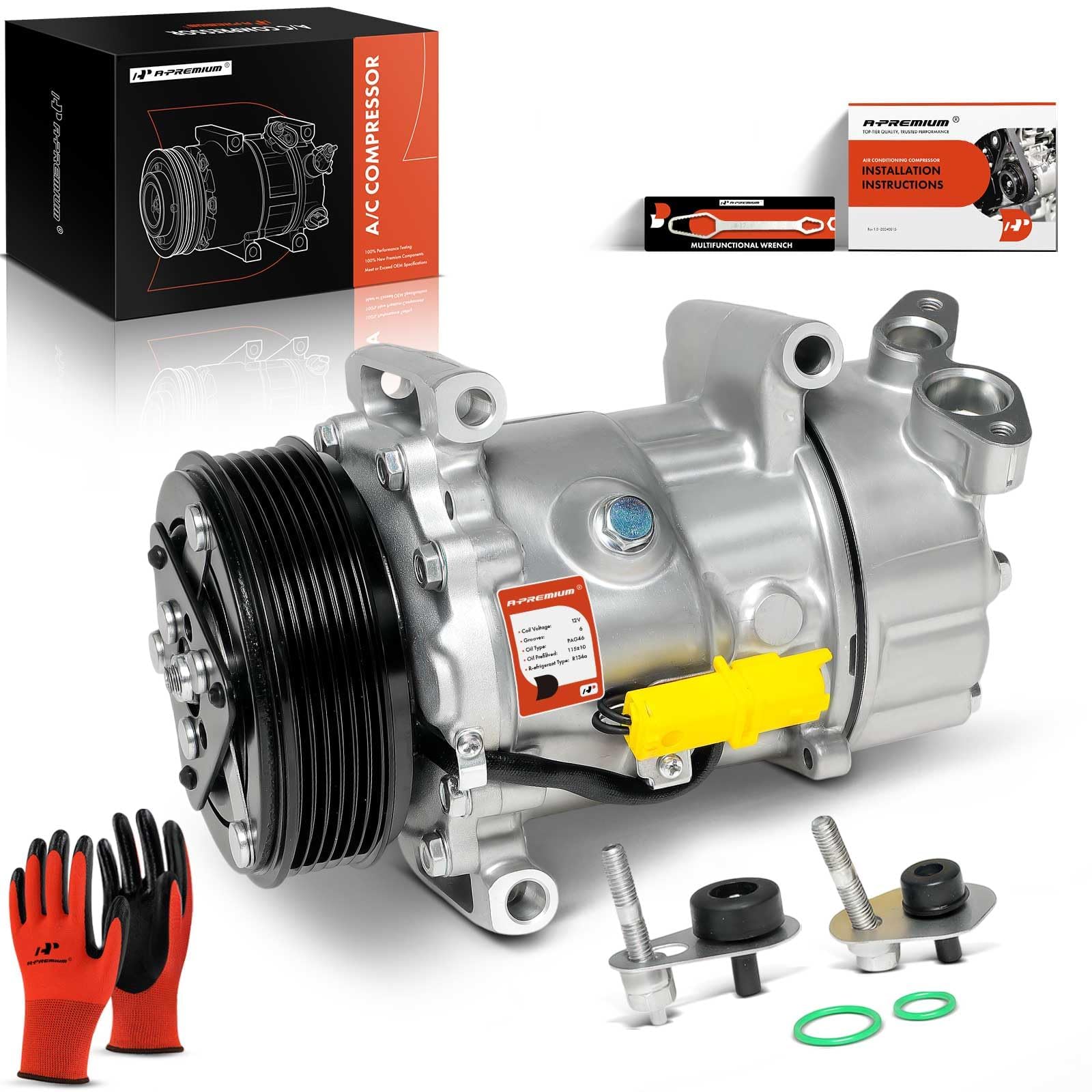 A-Premium Air Conditioner AC Compressor with Clutch Compatible with Mini Cooper 1.6L 2007-2016, Cooper Paceman Countryman1.6L 2011-2016