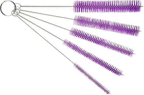 Juego de cepillos profesionales de limpieza de tubos, morado, kit grande de 5 piezas, cepillos largos de limpieza profunda con asas flexibles para
