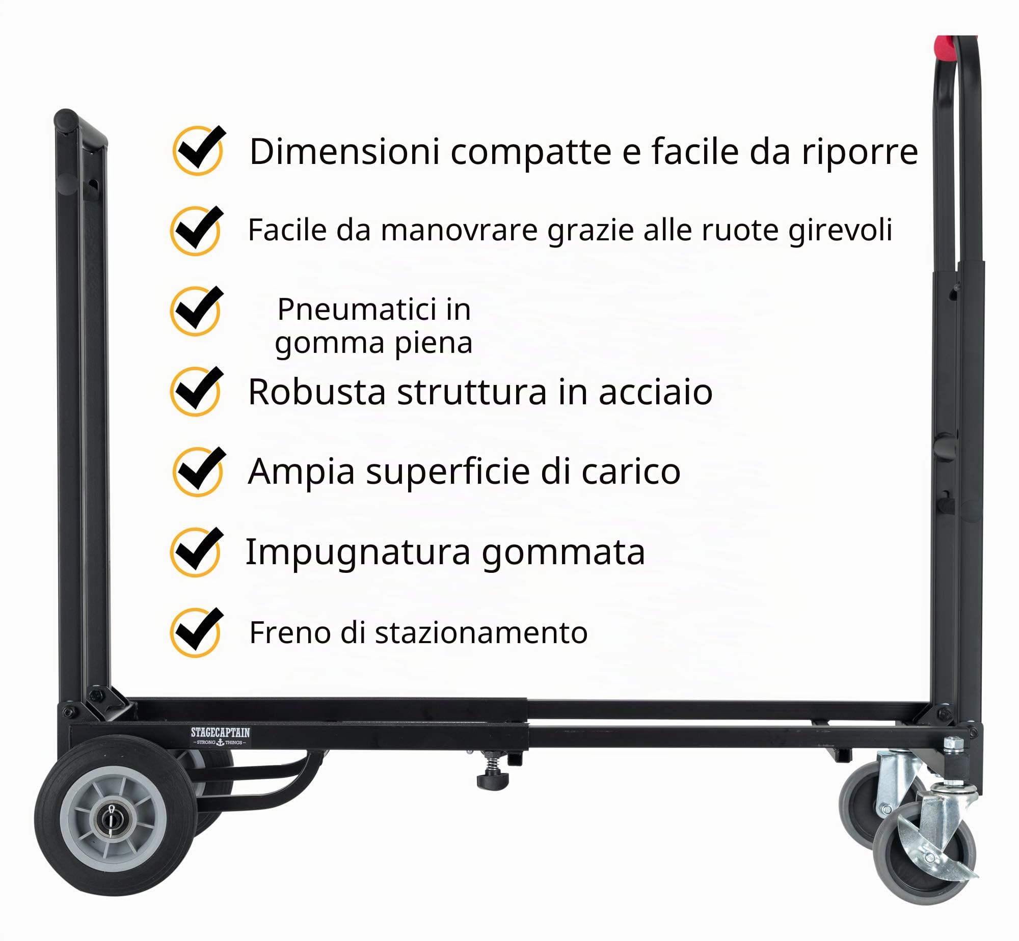 Stagecaptain Sherpa SCS-60 MKII Carrello Trasporto (Mid), 5 cm x 2 | Lunghezza (superficie di carico utilizzabile): da 58 cm, Larghezza superficie di carico: 27 cm, Larghezza incl. ruote: 38 cm