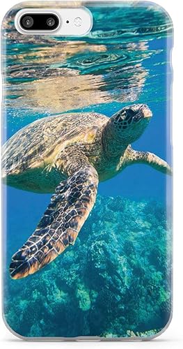 Inspired Cases - Compatible con iPhone 8 Plus - Funda protectora con textura 3D para Apple iPhone 8 Plus - Tortuga marina submarina
