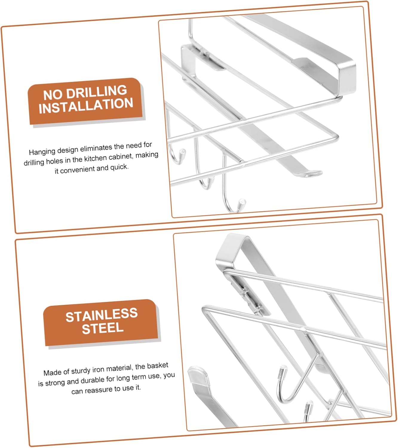 VALICLUD Shelf Storage Rack 25cm Kitchen Organization No Drilling Black Cutting Board Holder Space-saving Utensil Hanger for Cabinets and Shelves