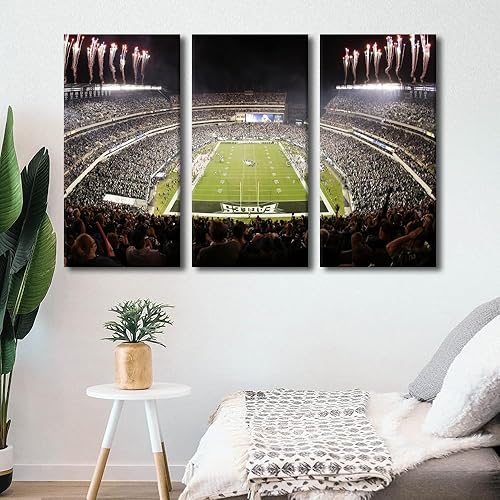 Miniatura 2 de Lienzo decorativo para pared, diseño de águilas, fútbol americano, campo financiero, 3 piezas, arte de pared de estadio de Filadelfia, cuadros para