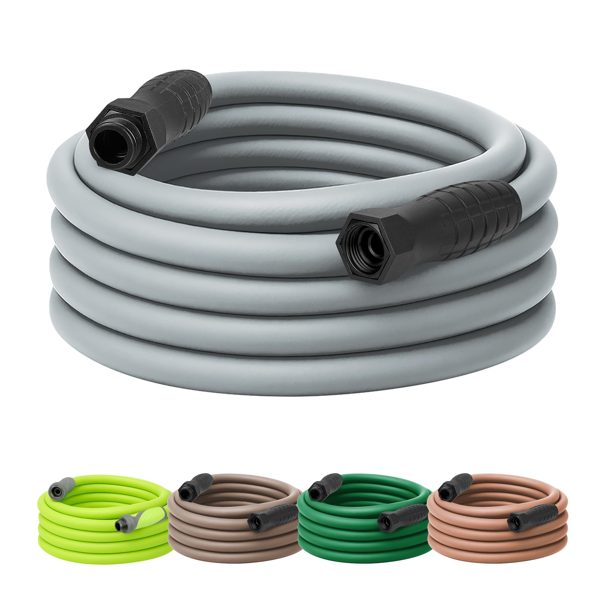 Flexzilla Colors SwivelGrip Garden Hose 5/8 in. x 50 ft., Lightweight All-Weather Water Hose, Durable and Flexible, Leak-Free Connections, Slate Grey