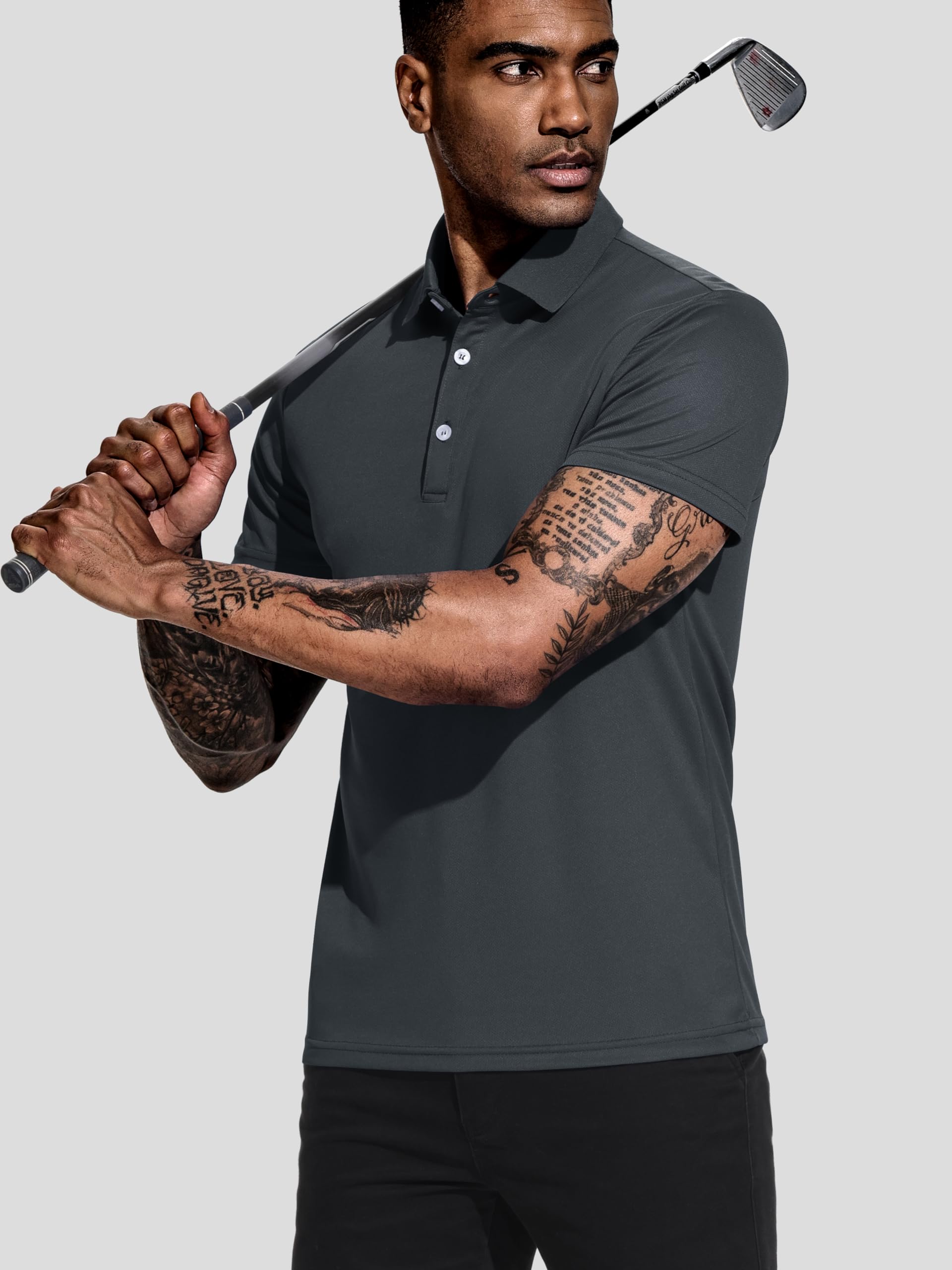 Teesmen Herren Polo T Shirt Sport Quick-Dry Tech Wicking Golf Atmungsaktiv Kurzarm Polo Shirt