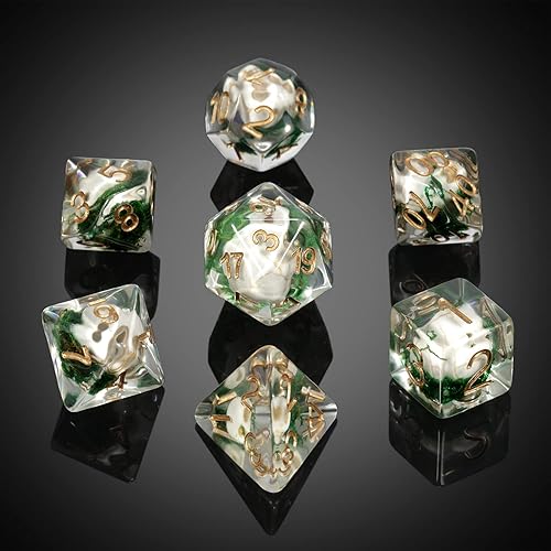 Miniatura 3 de DNDND - Juego de 7 dados de resina con bolsa de terciopelo para Dungeons and Dragons, juegos de rol y juegos de mesa (calavera