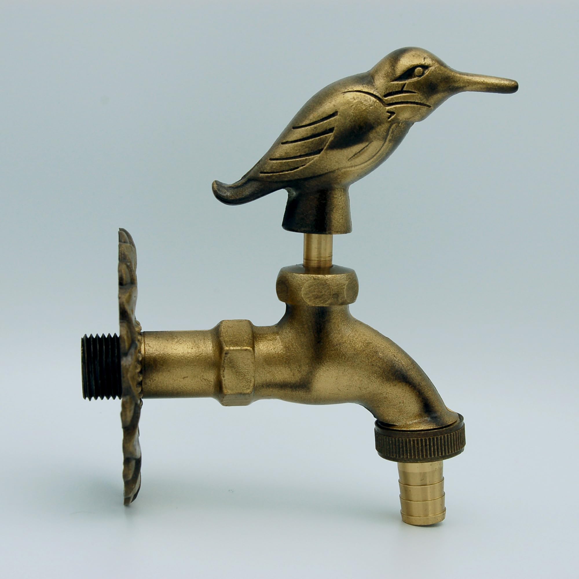Rubinetto giardino 1/2" decorativo uccello con raccordo tubo