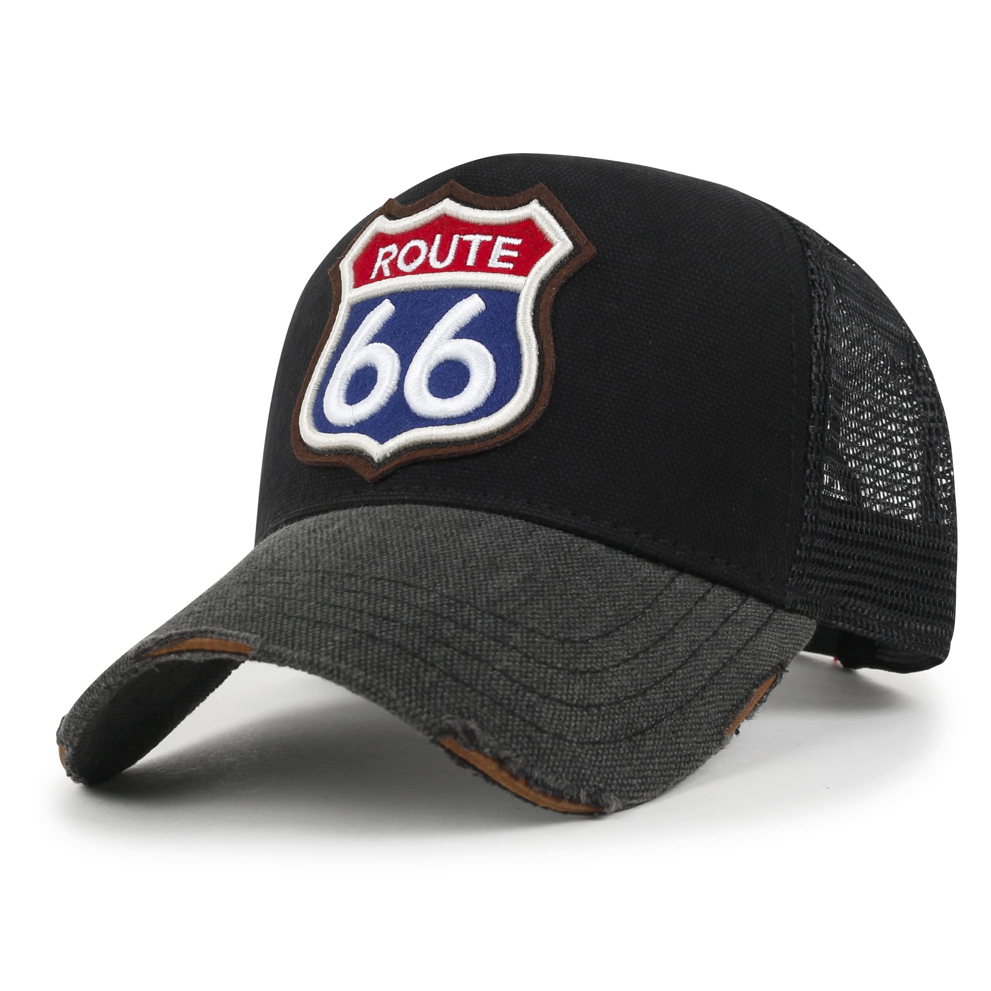 ililily プレミアムロードトリップヴィンテージアンティークスナップバックトラッカーハット野球帽, ブラック-プレミアム, Medium