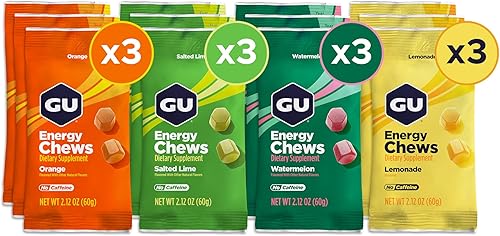 GU Energy Masticables, paquete mixto de gomitas con electrolitos, veganas, sin gluten, sin cafeína y sin lácteos, energía para cualquier