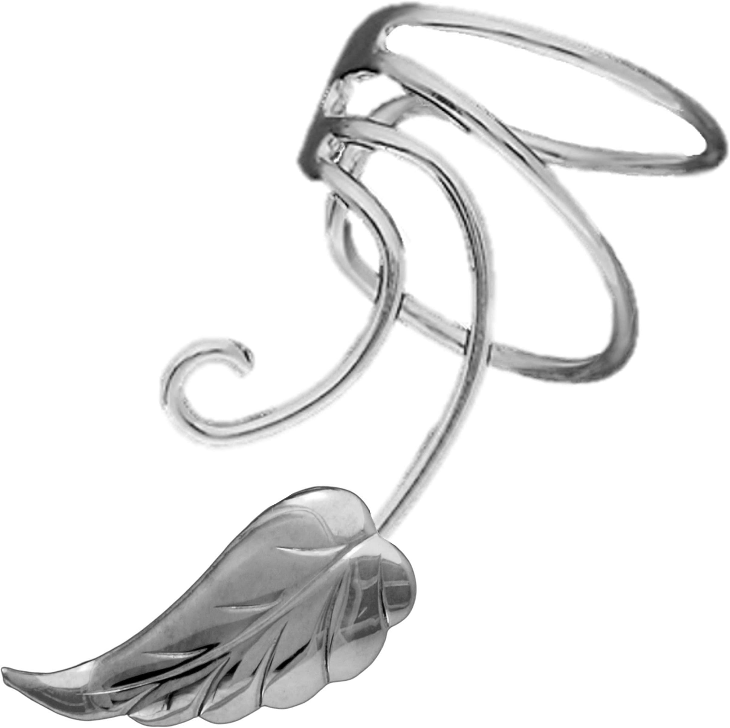 Southwest Leaf Sterling Silver Non-Pierced Wave Left Ear Cuff Earring