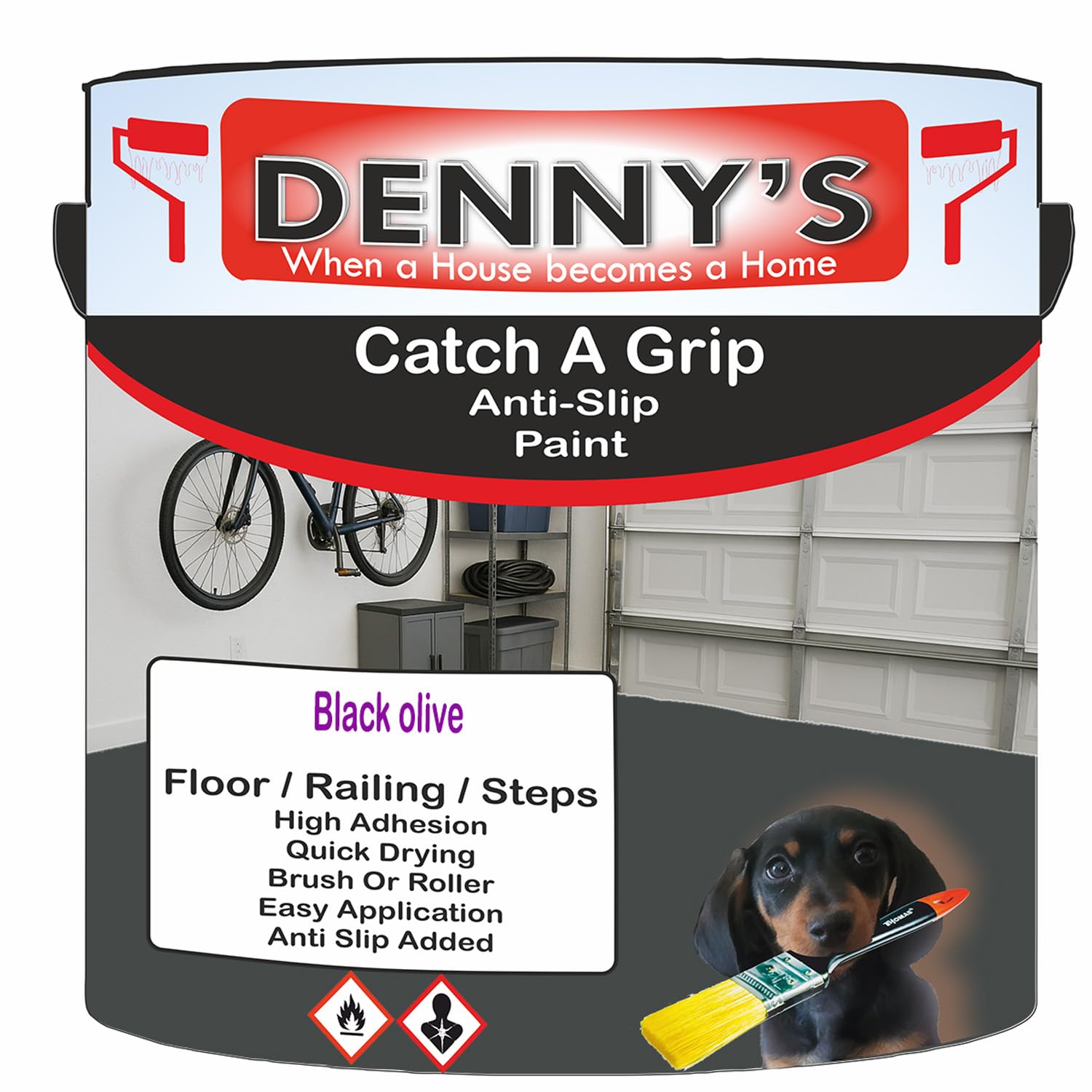SCOOBYS PAINTS BACK IN THE MIX Catch A Grip Anti Slip Floor Paint – Non Slip Coating for Steps, Railings & Garages – 170 Colours, High Adhesion, Quick Dry, Multiple Sizes (Black olive, 2.5 Litre Tin)