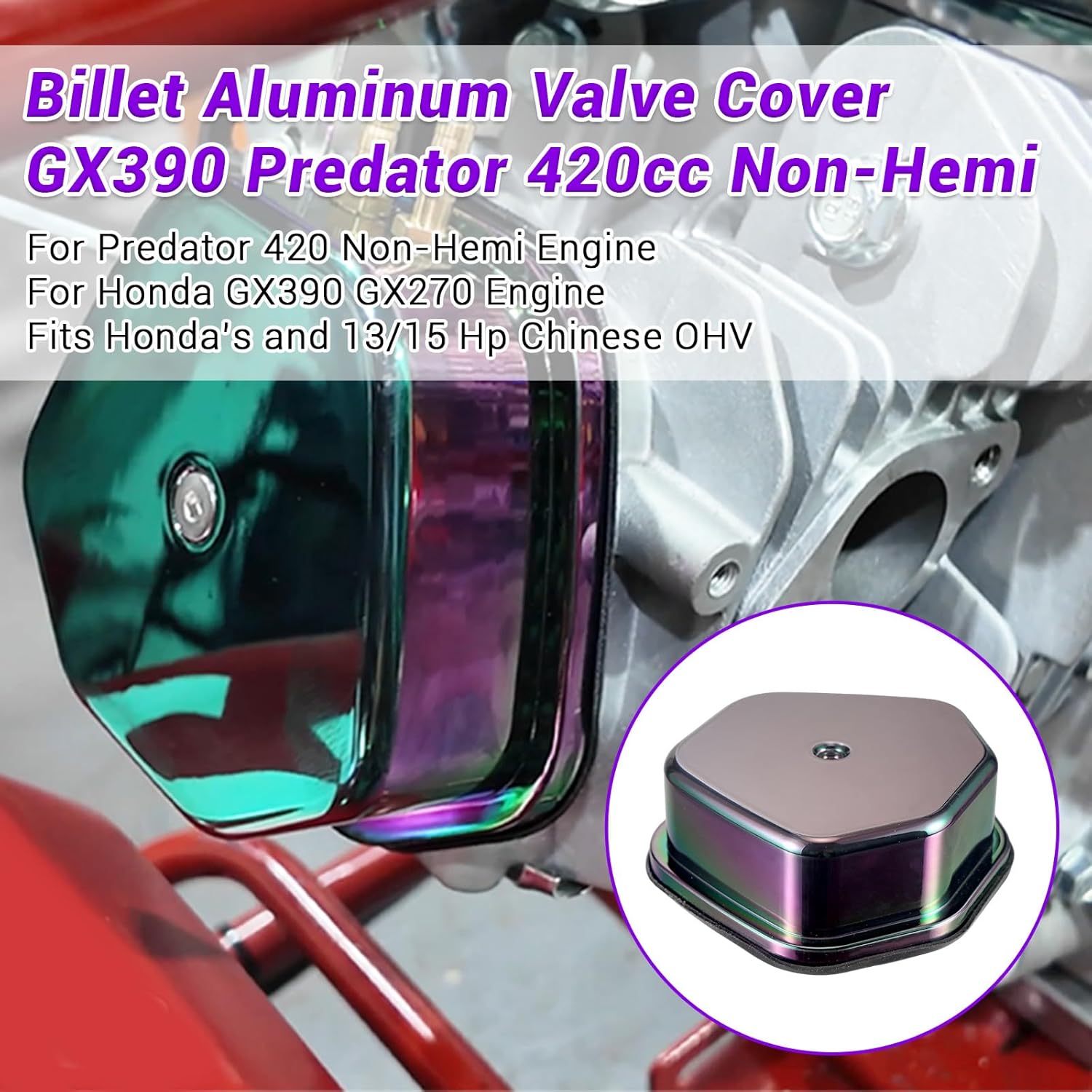 Billet Aluminum Valve Cover For Predator 420cc Non-Hemi For Honda GX390 GX270 and 13/15hp Engine Mini Bike Go Kart Colorful